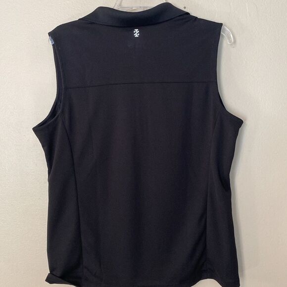 NWT- Izod Black Sleeveless Zip Polo - Picture 6 of 6